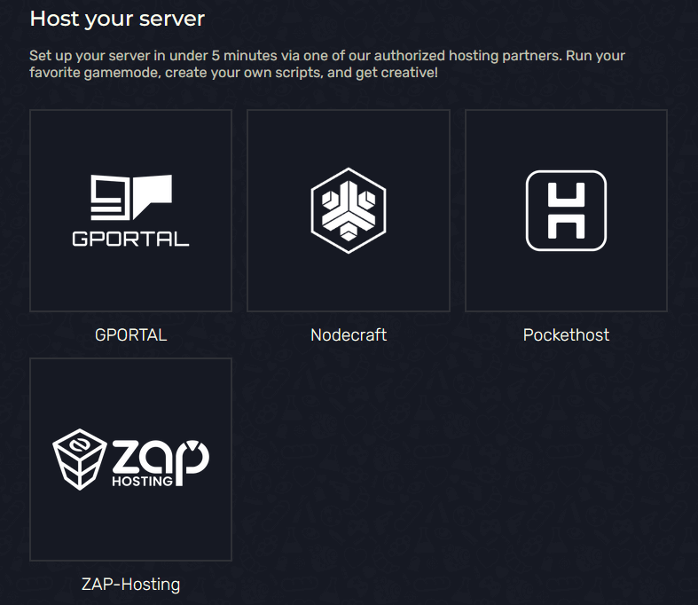 Set up your server in under 5 minutes via one of our authorized hosting partners. Run your favorite gamemode, create your own scripts, and get creative! Make sure to use MFPSCRIPTS Scripts on your new server ^^